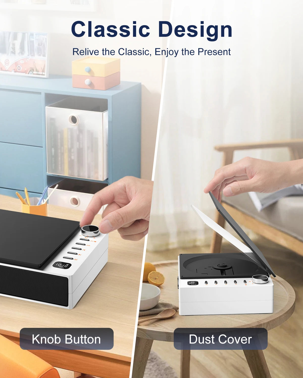 Portable CD Player with Speakers Bluetooth Rechargeable Small Compact Retro CD Players for Home Personal Desktop with USB