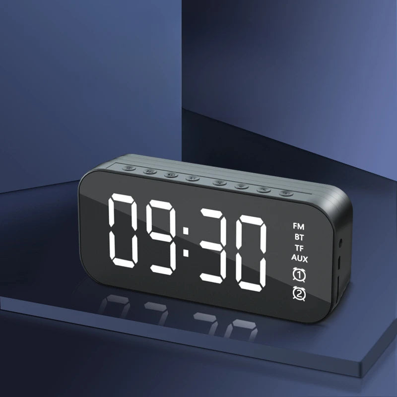 Wireless Retro Bluetooth Alarm Clock Loudspeaker Box Mini Home Mirror Small Sound System Subwoofer Remote Control Intelligence