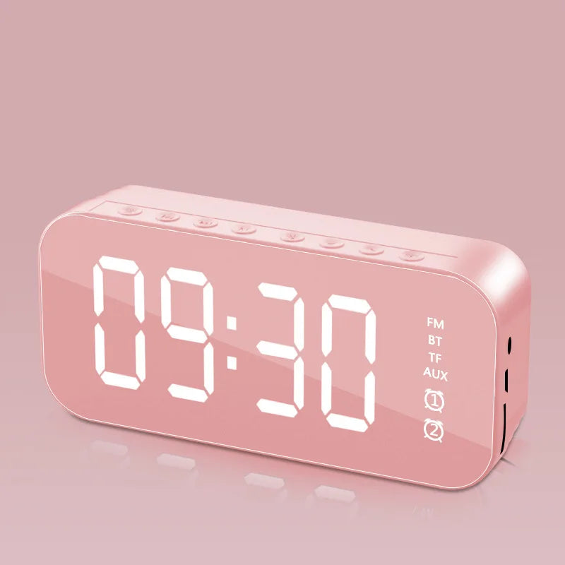 Wireless Retro Bluetooth Alarm Clock Loudspeaker Box Mini Home Mirror Small Sound System Subwoofer Remote Control Intelligence