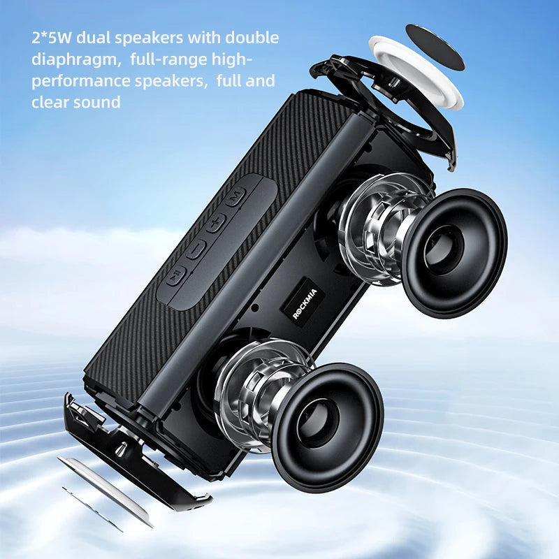 Popular RGB LED Lights Speaker Rockmia EBS-045  BT 5.0 Portable Wireless Bluetooth Music Player  Micrphone Built TF Card Support