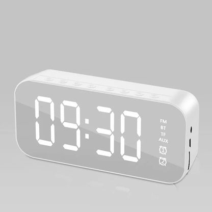 Wireless Retro Bluetooth Alarm Clock Loudspeaker Box Mini Home Mirror Small Sound System Subwoofer Remote Control Intelligence