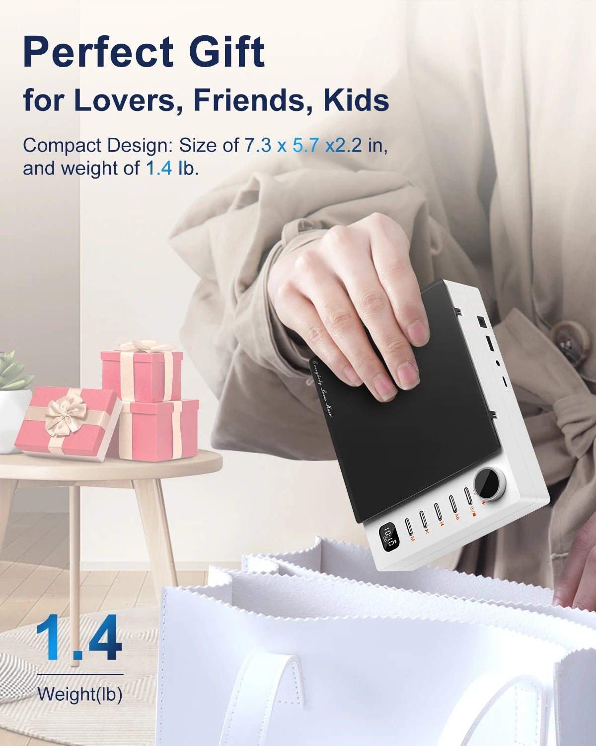 Portable CD Player with Speakers Bluetooth Rechargeable Small Compact Retro CD Players for Home Personal Desktop with USB