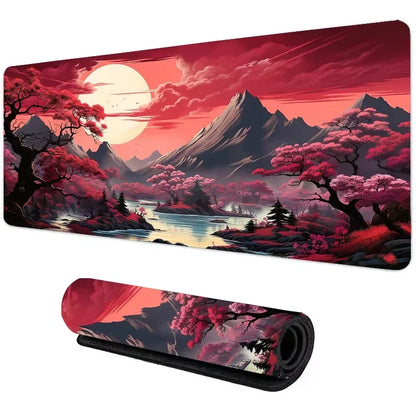 Sunset Mountain View Silicone Gaming Mouse Pad Large Keyboard Pad Topographic Mouse Pad for Keyboard with Anti-Slip Table Mat