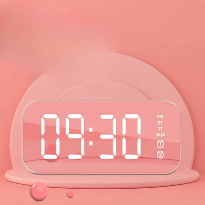 Wireless Retro Bluetooth Alarm Clock Loudspeaker Box Mini Home Mirror Small Sound System Subwoofer Remote Control Intelligence