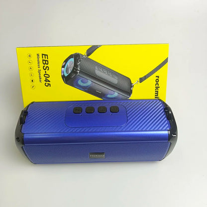 Popular RGB LED Lights Speaker Rockmia EBS-045  BT 5.0 Portable Wireless Bluetooth Music Player  Micrphone Built TF Card Support