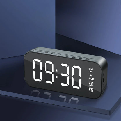 Wireless Retro Bluetooth Alarm Clock Loudspeaker Box Mini Home Mirror Small Sound System Subwoofer Remote Control Intelligence